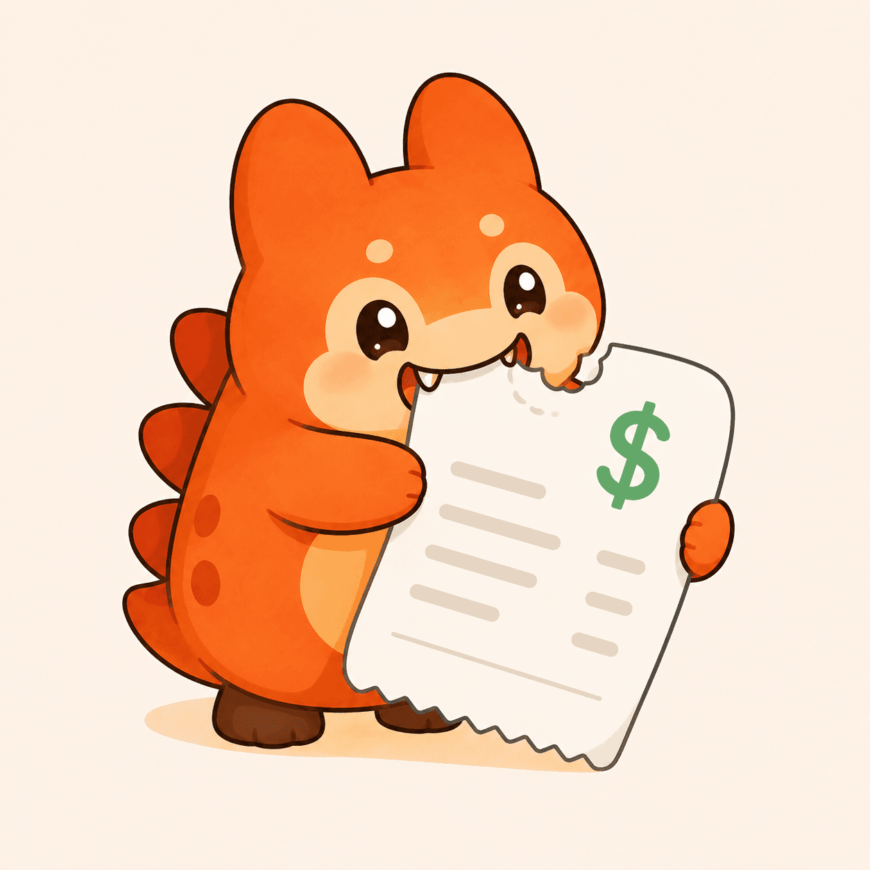 Chompie holding up a receipt to be scanned