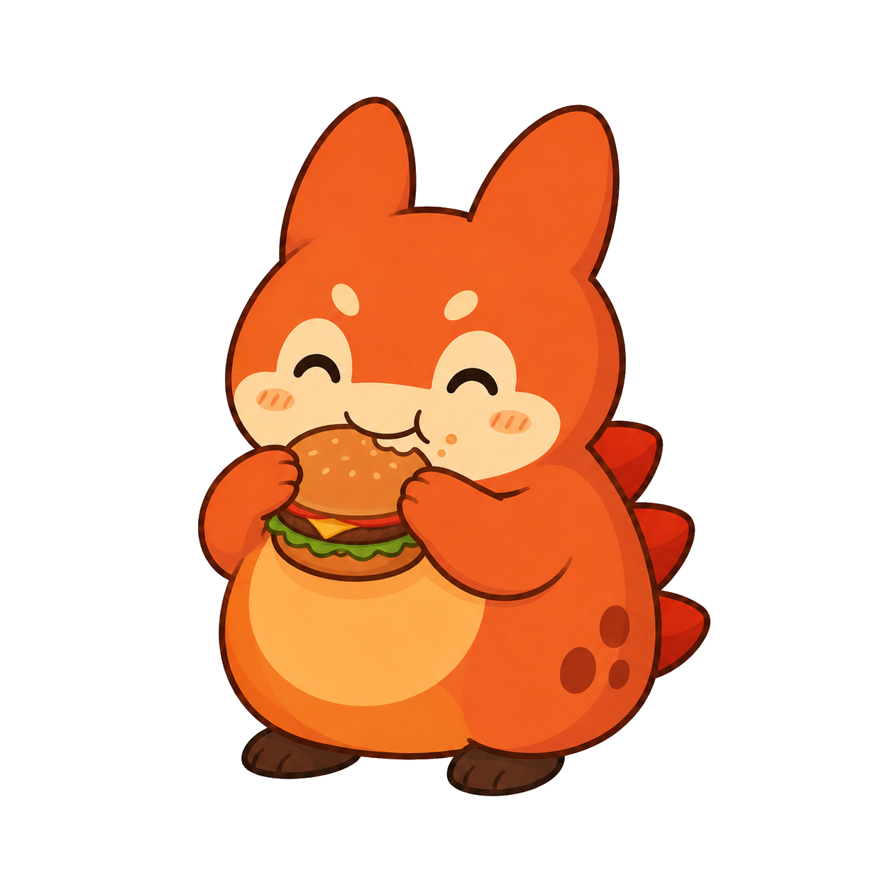Munchie celebrating a bite off the bill with a Munch