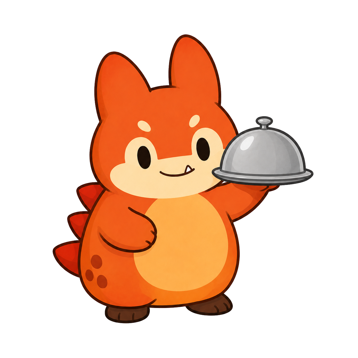 Munchie presenting a serving cloche